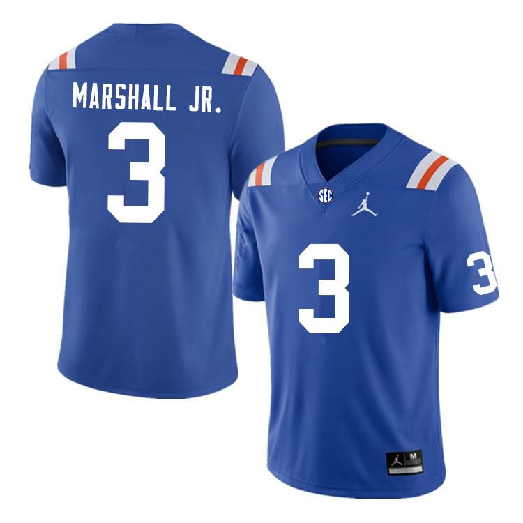 NCAA Florida Gators Jason Marshall Jr. Men's #3 Nike Blue Throwback Stitched Authentic College Football Jersey XSQ2464AQ